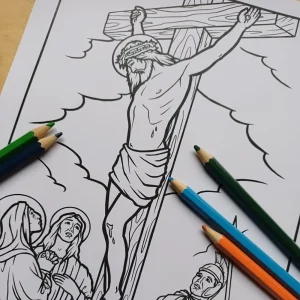 Our Lord Crucified Colouring In Page