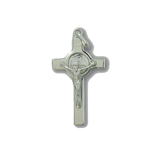 Saint Benedict Crucifix - silver - medium