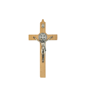 Saint Benedict Crucifix - light natural wood - medium