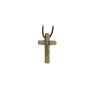 Saint Benedict Crucifix - light natural wood - extra-small with cord
