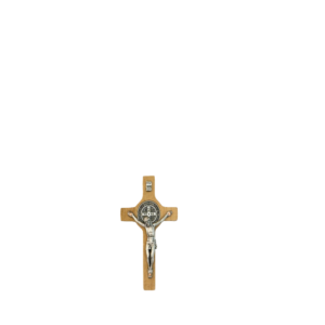 Saint Benedict Crucifix - light natural wood - small with cord