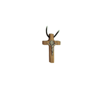 Saint Benedict Crucifix - olive wood - extra-small with cord