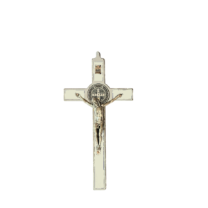 Saint Benedict Crucifix - white enameled - medium-small