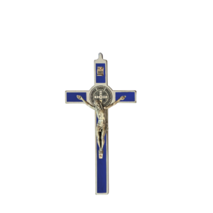 Saint Benedict Crucifix - blue enameled - medium-small