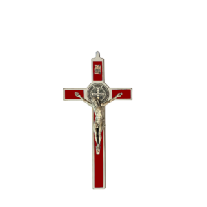 Saint Benedict Crucifix - red enameled - medium-small