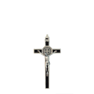 Saint Benedict Crucifix - metal with brown wood - medium-small