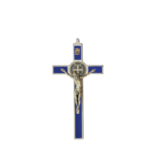 Saint Benedict Crucifix - blue enameled - medium