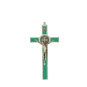 Saint Benedict Crucifix - green enameled - medium