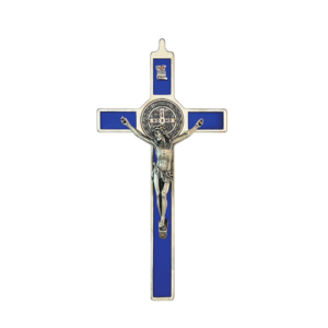 Saint Benedict Crucifix - blue enameled - large
