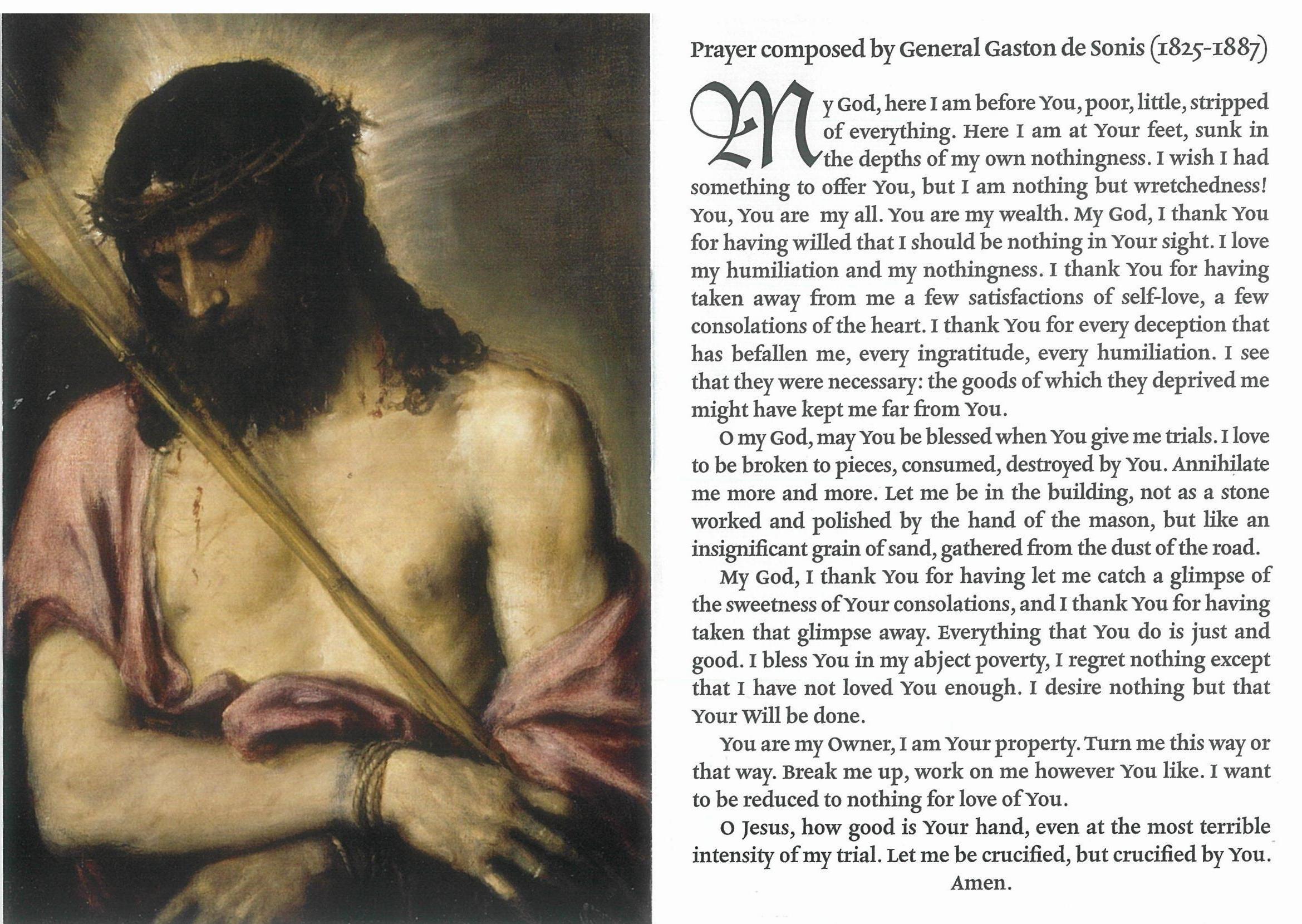 Holy Card - Prayer composed by General Gaston de Sonis