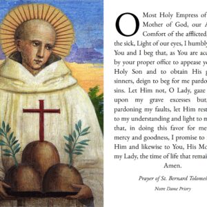 Holy Card - Conversion Prayer by St. Bernard Tolomei