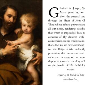 Holy Card - Prayer to Saint Joseph by St. Francis de Sales