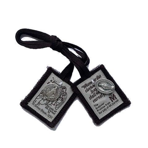 Brown Scapular with Miraculous Medal and Medal of Saint Benedict